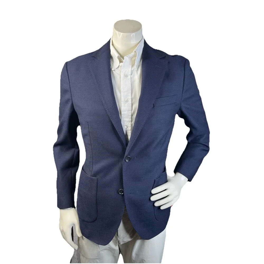 NEW Bonobos Jetsetter Sz 46L Slim Fit Italian Marzotto Wool Blazer Navy Blue - Picture 3 of 15